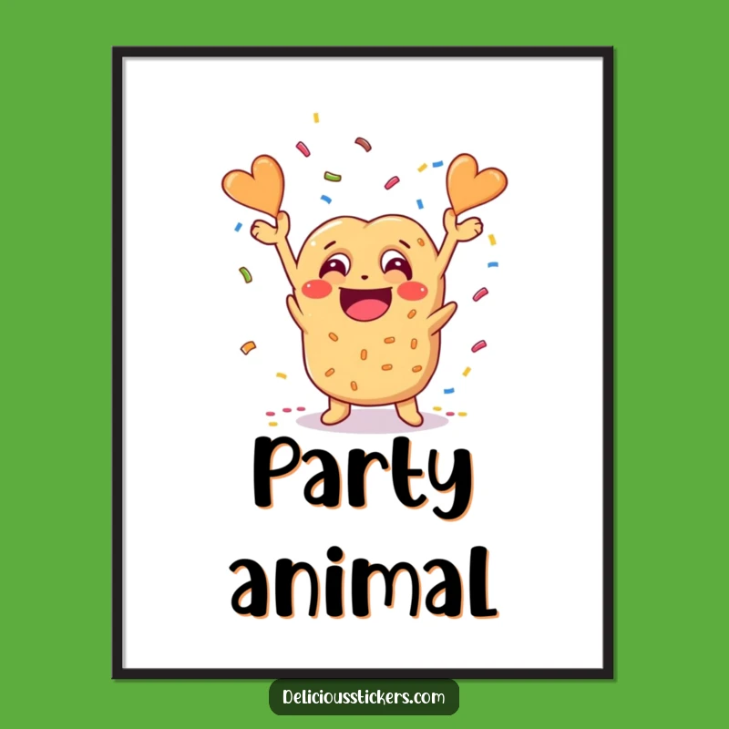 Funny Pretzel Confetti Poster: Vibrant Wall Art for a Cheesy and Joyful Vibe