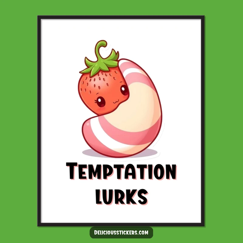 Funny Shy Strawberry Poster: Peeking Fruit Art for Sweet Walls