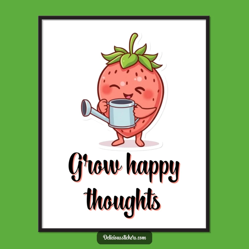 Funny Strawberry Gardener Poster: Add Playful Wall Art with This Hilarious Fruit Design!