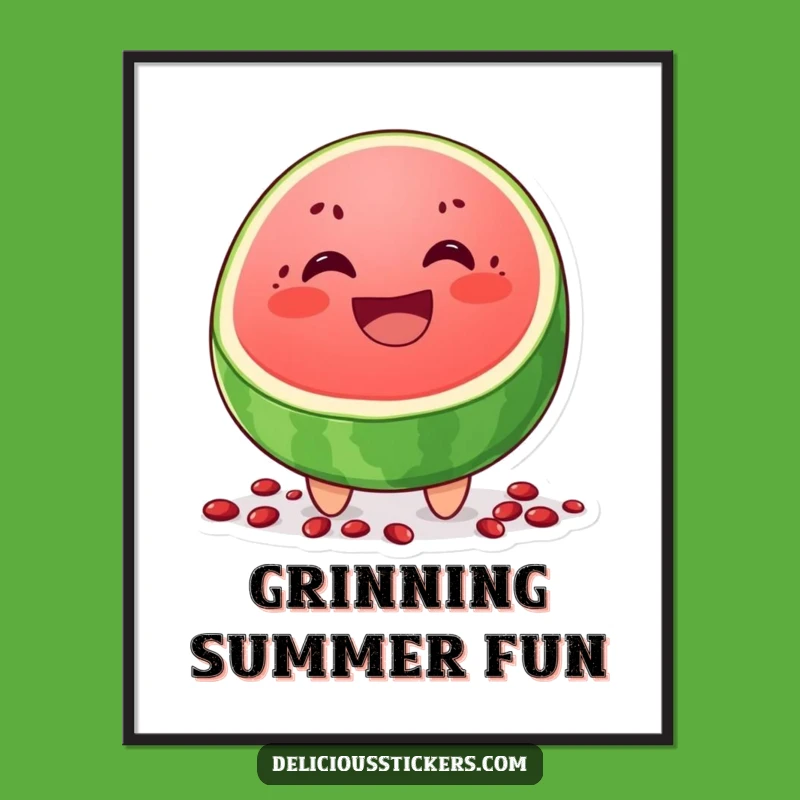 Funny Watermelon Grin Poster: Refreshing Wall Art for Summer Lovers Gift