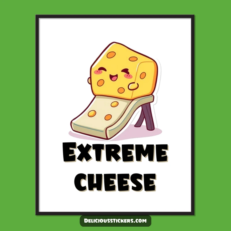 Funny Winking Cheese Poster: Sliding Art for Playful Walls