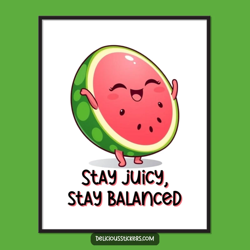 Funny Winking Watermelon Handstand Poster - Vibrant Summer Wall Art!
