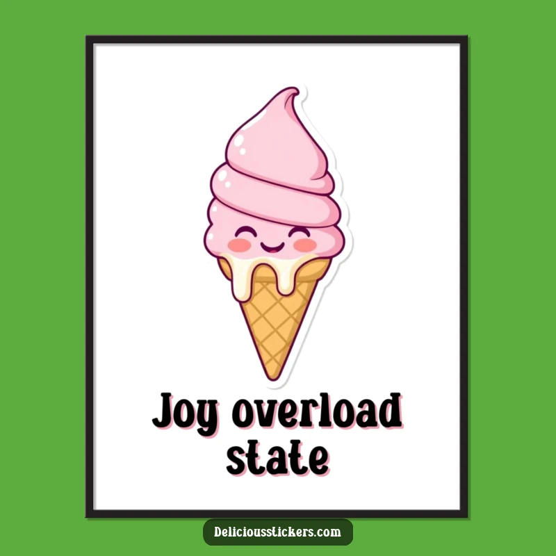 Funny Melting Ice Cream Cone Poster: Brighten Your Walls with Joyful Art, Great Funny Gift