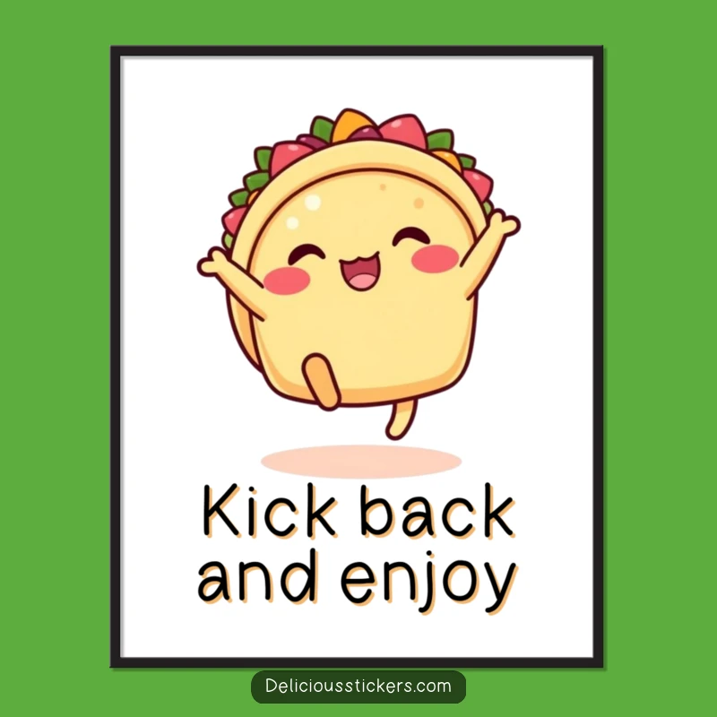 Funny Taco Kick Poster: Bring Festive Cartoon Art to Your Walls