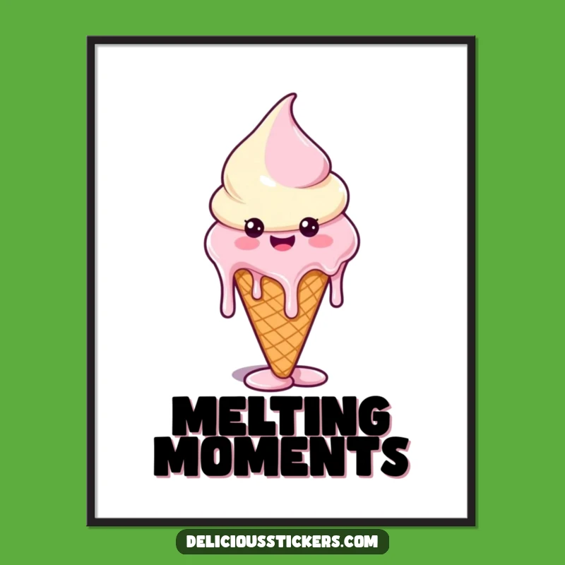 Funny Melting Ice Cream Poster: Sweet Wall Art for Laugh Lovers Gift