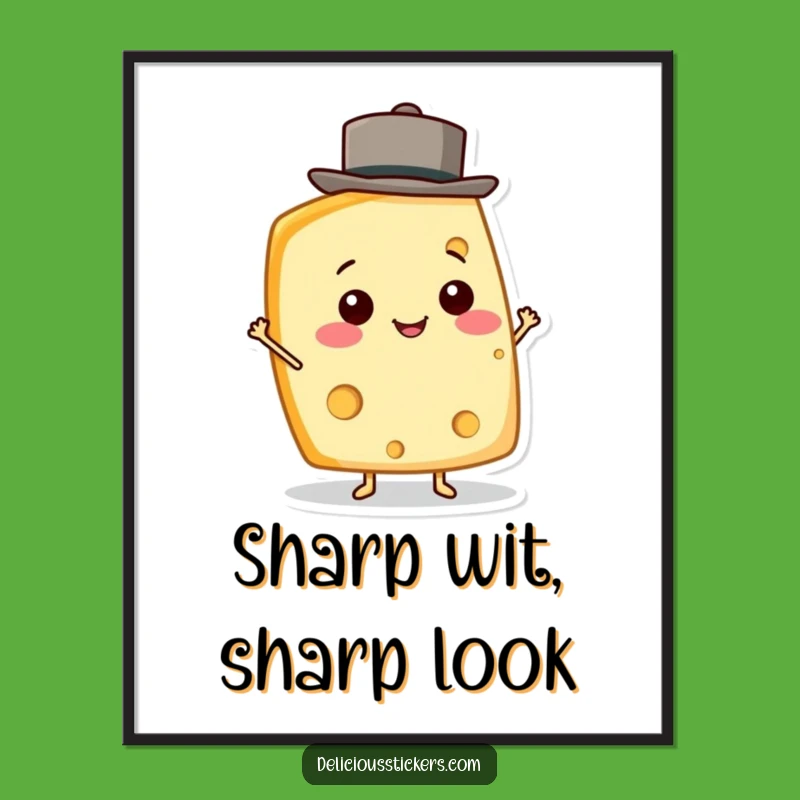 Funny Cheese Wedge Poster - Vibrant Smiling Character Art, Perfect Funny Gift Poster!