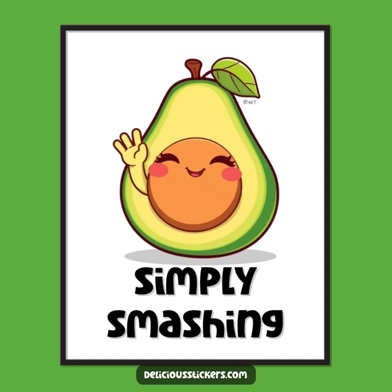 Funny Avocado Wave Poster: Decorate Your Space with This Hilarious Healthy Treat!