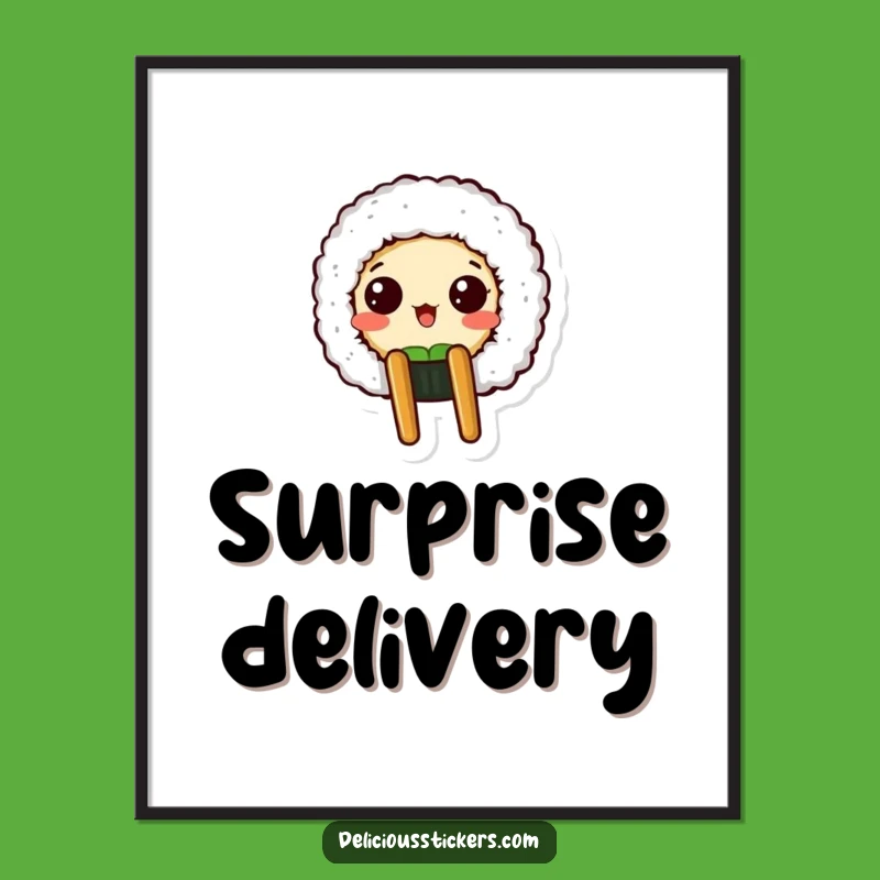 Funny Sushi Surprise Poster - Hilarious Wall Art for Sushi Enthusiasts