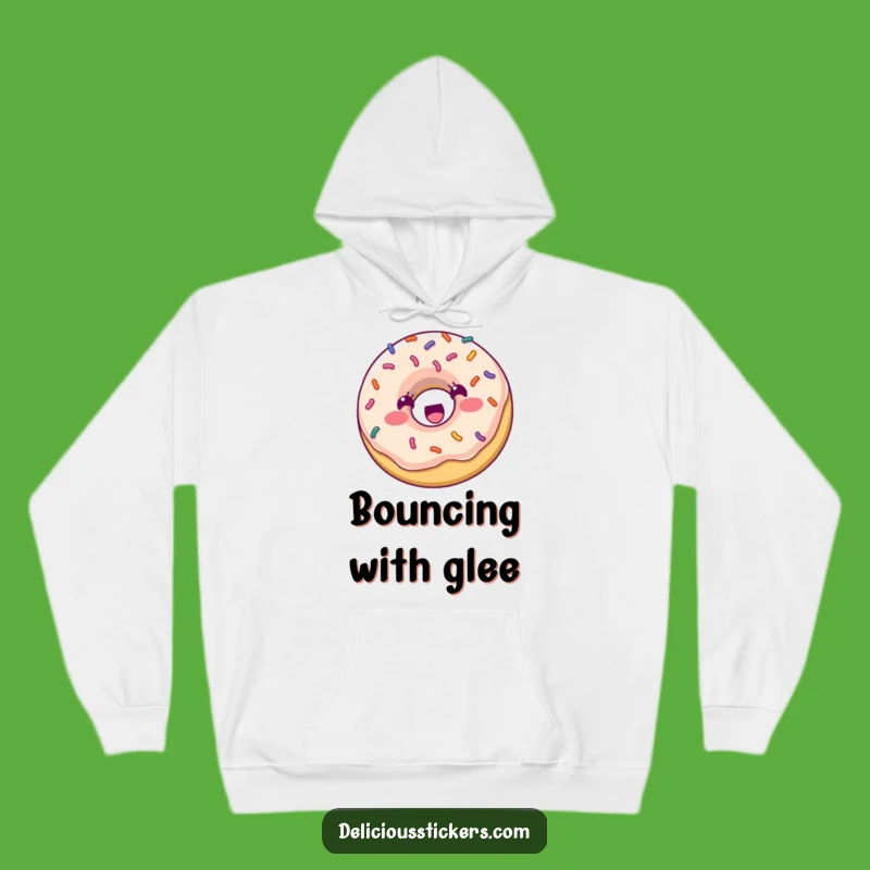 Funny Donut Bouncing Hoodie: Cozy Sprinkle Character, Warm Humorous Apparel