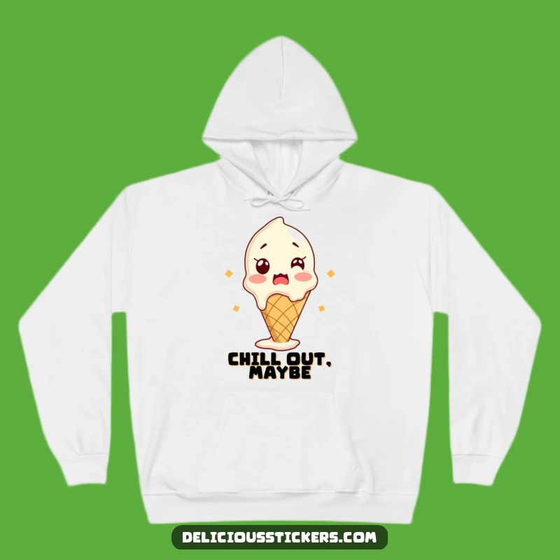 Funny Shocked Ice Cream Hoodie - Cozy Melting Cone Wear - Hilarious Comfort Gift