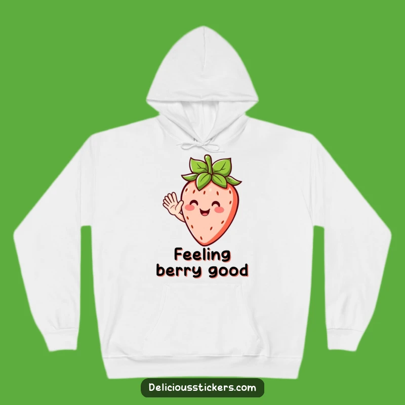 Cozy Funny Strawberry Wave Hoodie - Sweet Fruit Character for Everyday Comfort