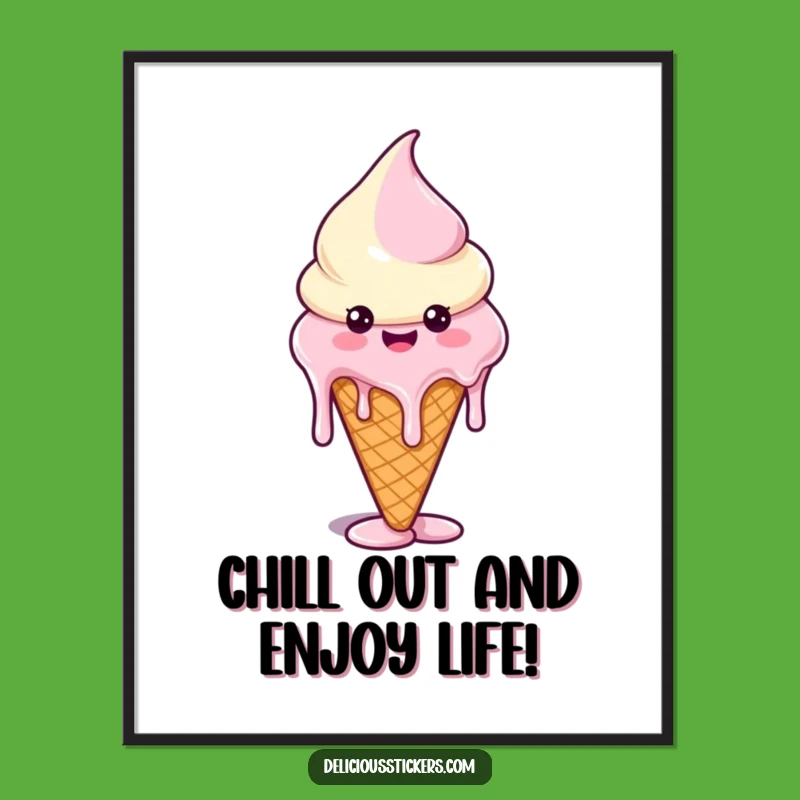 Funny Free Printable Wall Art: Melting Ice Cream, Downloadable Decor