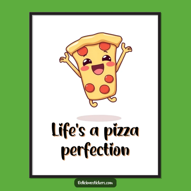 Free Printable Pizza Wall Art: Joyful Jumping Slice, Funny Downloadable Decor
