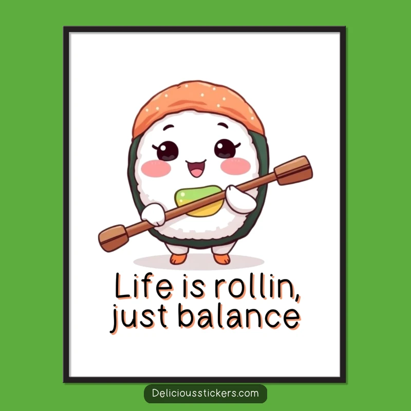 Free Printable Wall Art: Balanced Sushi for Whimsical Home Decor Download