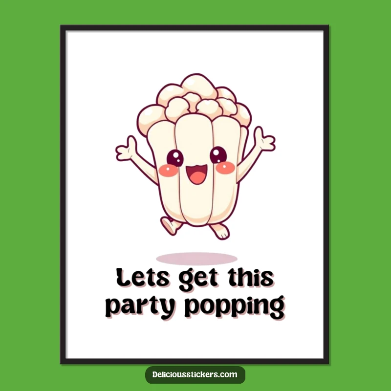 Free Printable Wall Art: Excited Popcorn Kernel, Humorous Downloadable Decor for Snack Lovers