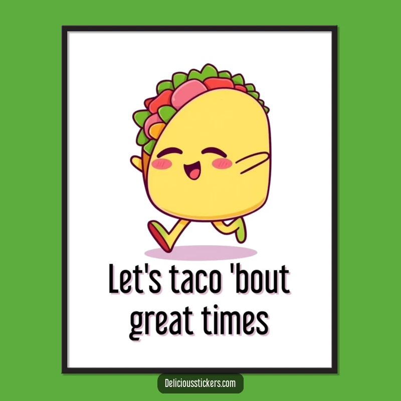 Funny Free Printable Wall Art: Happy Taco Skip Downloadable Decor Gift