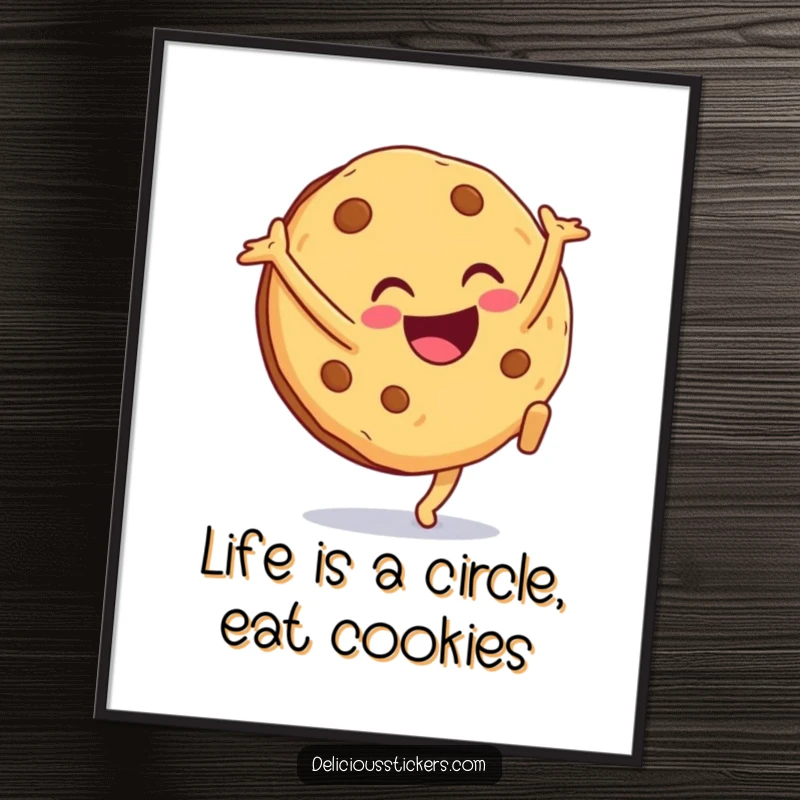 Funny Free Printable Wall Art: An Enthusiastic Cookie Doing a Cartwheel with a Big, Happy Smile