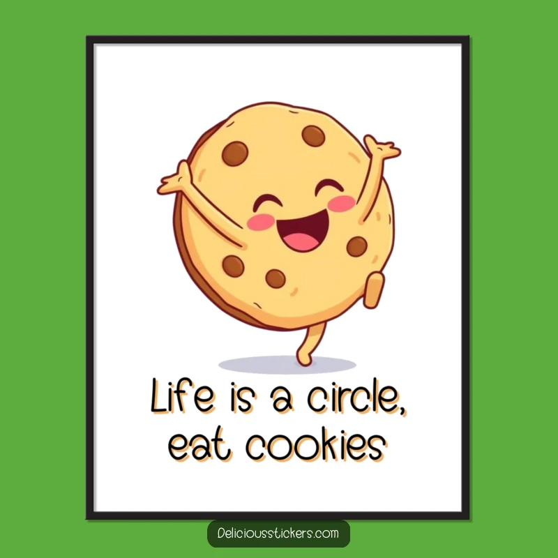 Free Printable Wall Art: Excited Cartwheeling Cookie, Bringing Energetic Fun to Your Walls