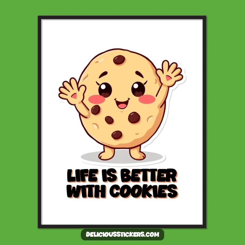 Free Printable Wall Art: Waving Cookie Pal, Humorous Downloadable Decor for Cozy Spaces