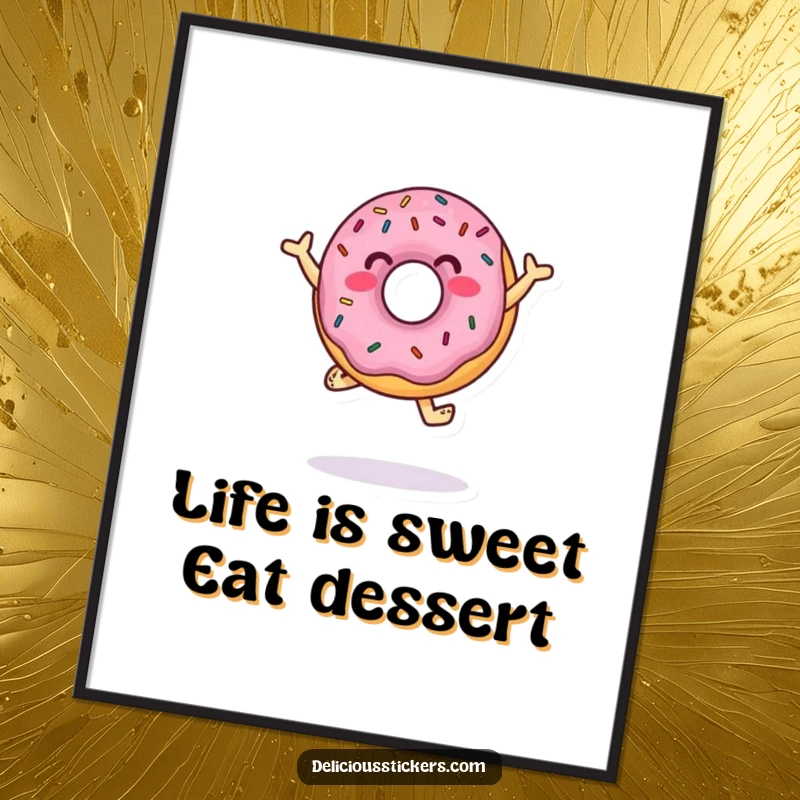 Funny Free Printable Wall Art: A dancing donut character covered in sprinkles, bringing a whimsical and fun element to the room.