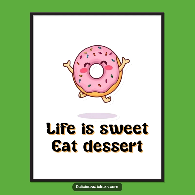 Free Printable Wall Art: Dancing Donut Character, Sprinkle Design, Funny Downloadable Art