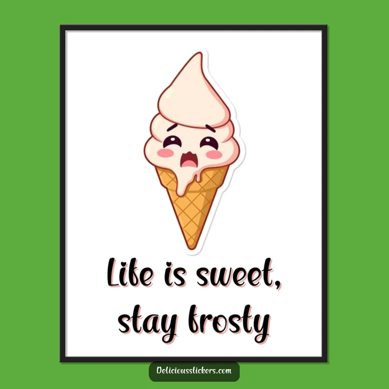 Free Printable Wall Art: Shocked Ice Cream Cone Decor - Funny Downloadable
