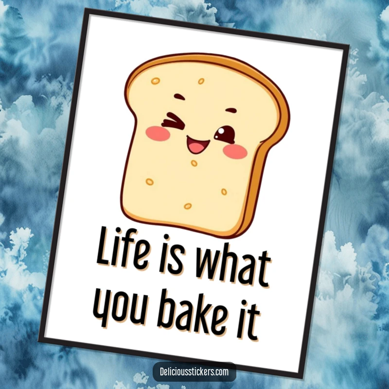 Funny Free Printable Wall Art: A mischievous bread loaf grins and delivers a cheeky wink, adding humor to your room.
