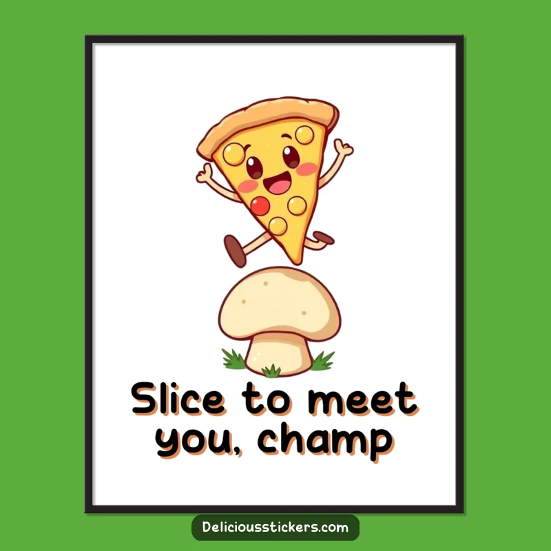 Funny Free Printable Wall Art: Pizza Slice Leap, Quirky Downloadable Decor