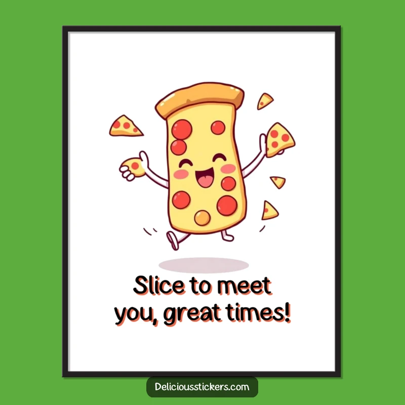 Funny Free Printable Wall Art: Juggling Pizza Slice, Downloadable Decor