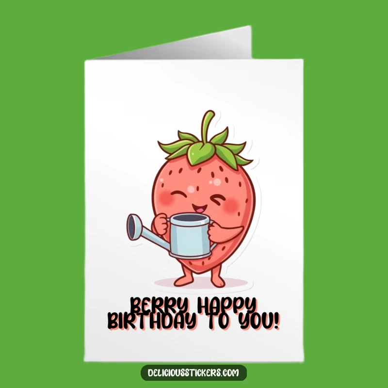 Free Printable Birthday Card: Giggling Strawberry Wink Birthday Greeting Card