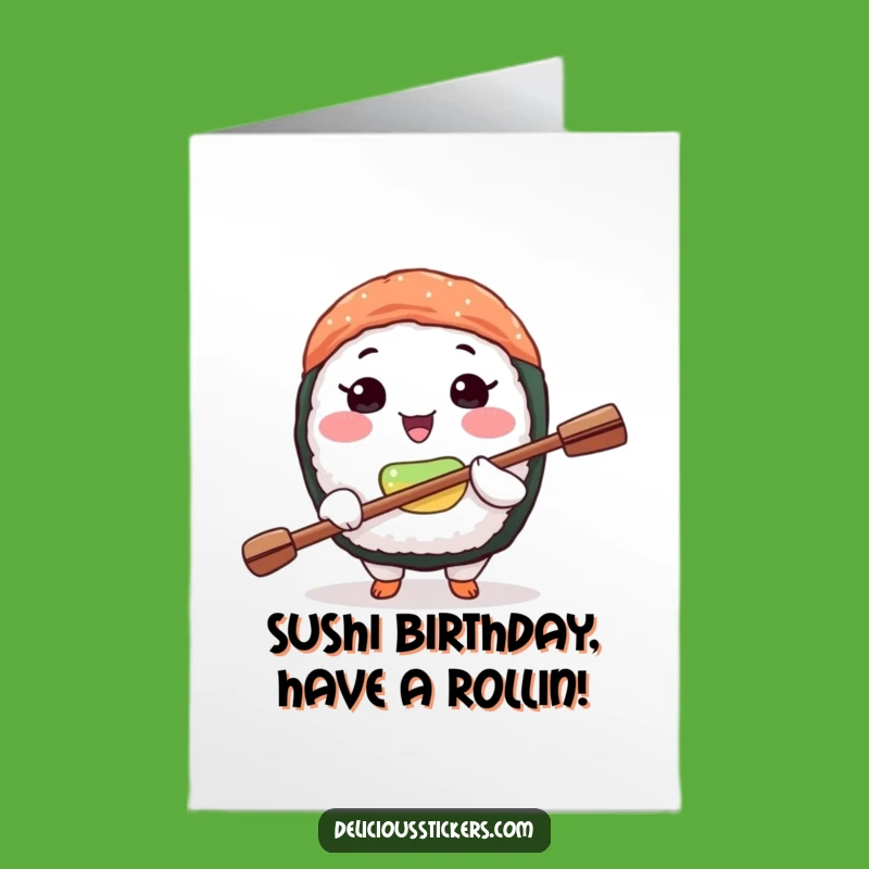 Free Printable Birthday Card: Balanced Sushi for a Fun Birthday Downloadable Gift