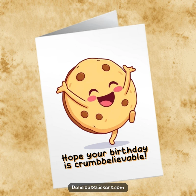 Funny Free Printable Birthday Card: An Excited Cookie Doing a Cartwheel with a Big Smile