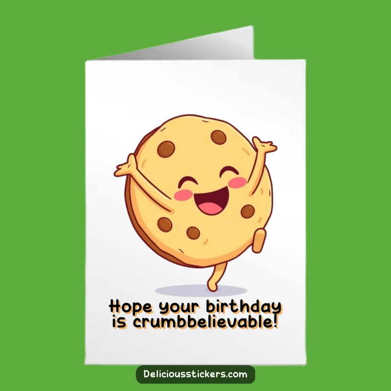 Free Printable Birthday Card: Excited Cookie Cartwheels with a Smile for Your Special Day