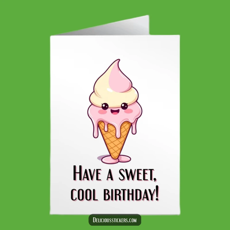 Free Printable Birthday Card: Funny Melting Ice Cream, Instant Download