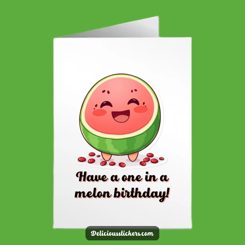Free Printable Birthday Card: Funny Watermelon Grin, Instant Download