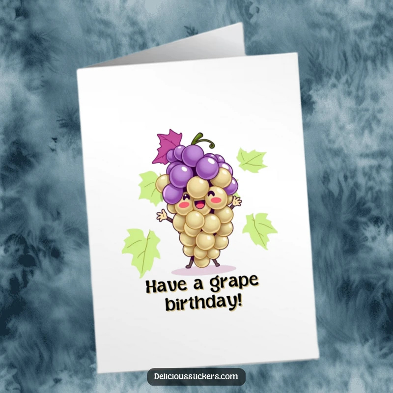 Funny Free Printable Birthday Card: A Playful Bunch of Grapes Doing a Silly Dance