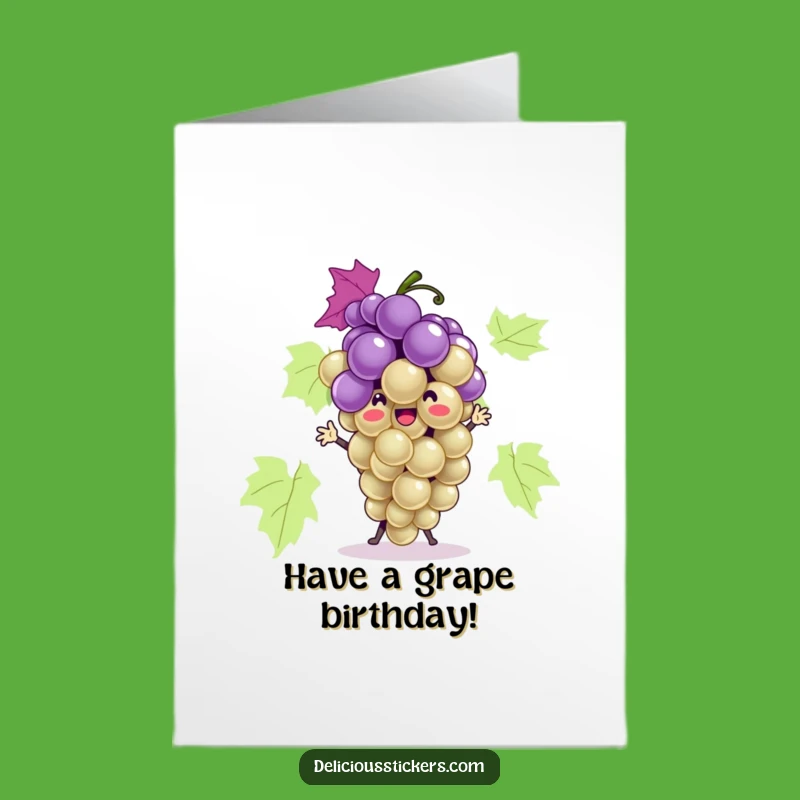 Free Printable Birthday Card: Grapes Dance with Joy for Your Happy Birthday Celebration