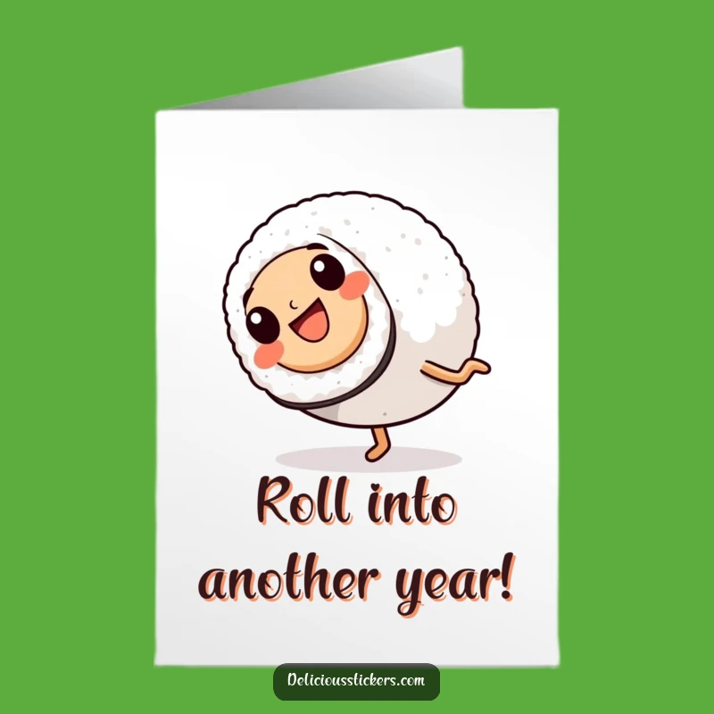 Free Printable Birthday Card: Sushi Roll Cartwheel! Fun & Funny Foodie - Downloadable!