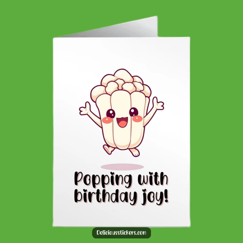 Free Printable Funny Birthday Card: Excited Popcorn Kernel Humorous Downloadable Gift