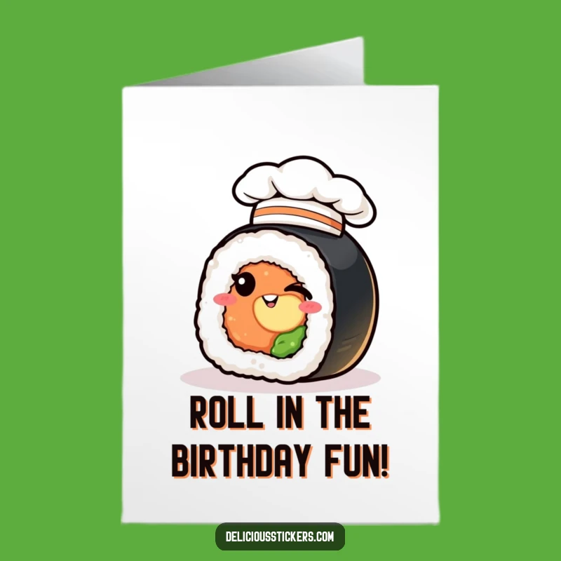 Free Printable Sushi Birthday Card: Winking Chef Roll, Downloadable Funny Gift