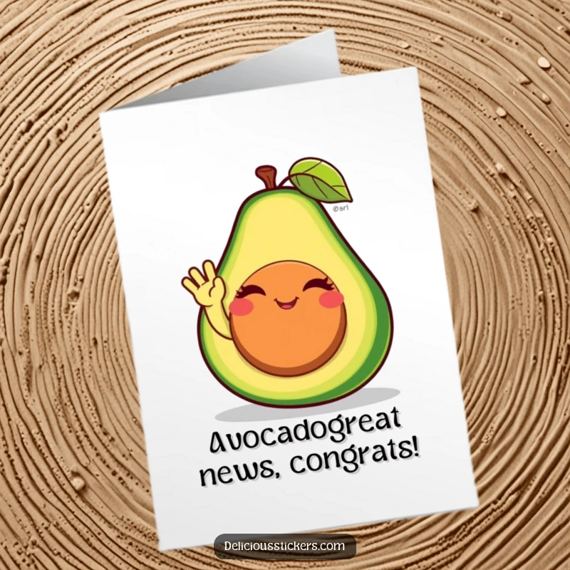 Funny Free Printable Congratulations Card: Winking Avocado Character Waving with a Grinning Pit