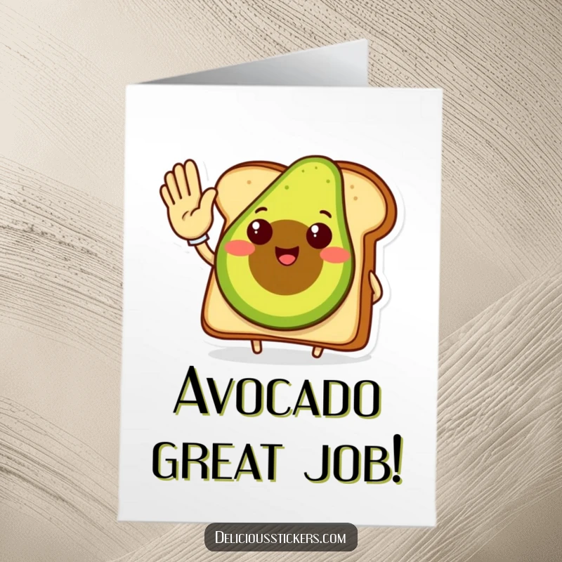 Funny Free Printable Congratulations Card with an avocado toast character giving a high five, celebrating achievements.