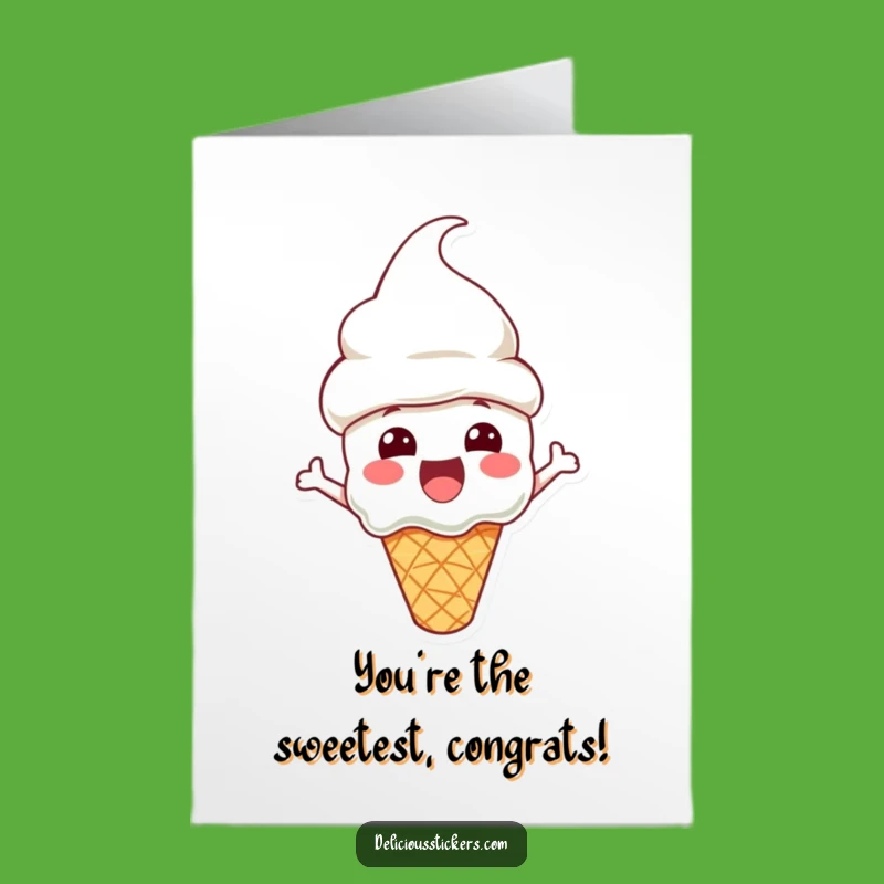 Free Printable Congrats Card: Excited Ice Cream, Cone Hat Celebration, Funny Downloadable Gift