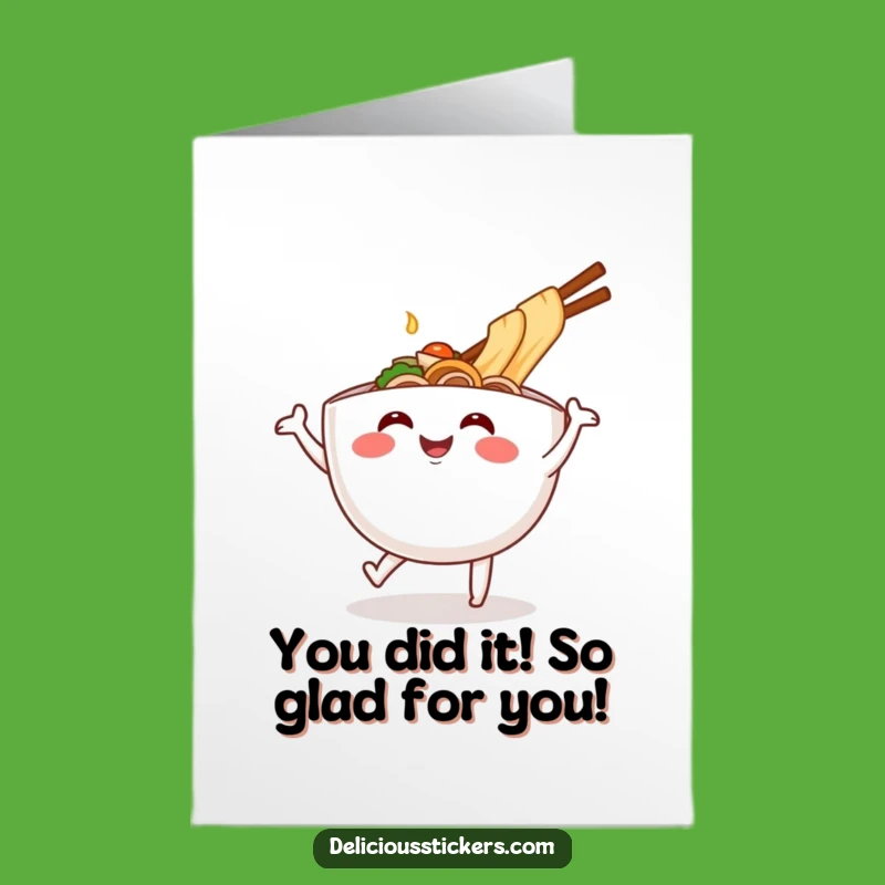 Free Printable Ramen Congratulations Card: Happy Dancing Bowl, Downloadable DIY Gift