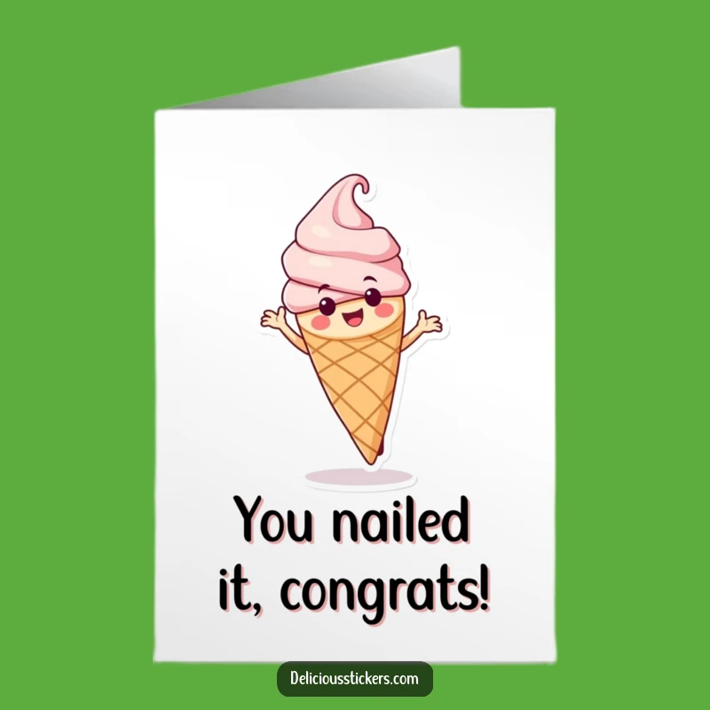Free Printable Congrats Card: Whimsical Ice Cream Cone Spins with Delightful Celebration