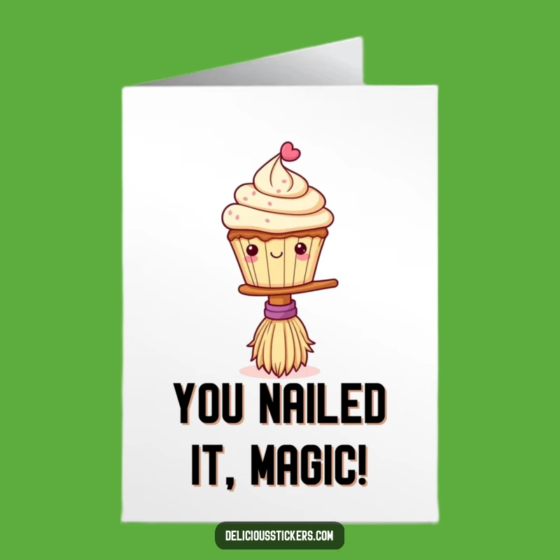 Free Printable Congrats Card: Cupcake Broom Delivers Success!