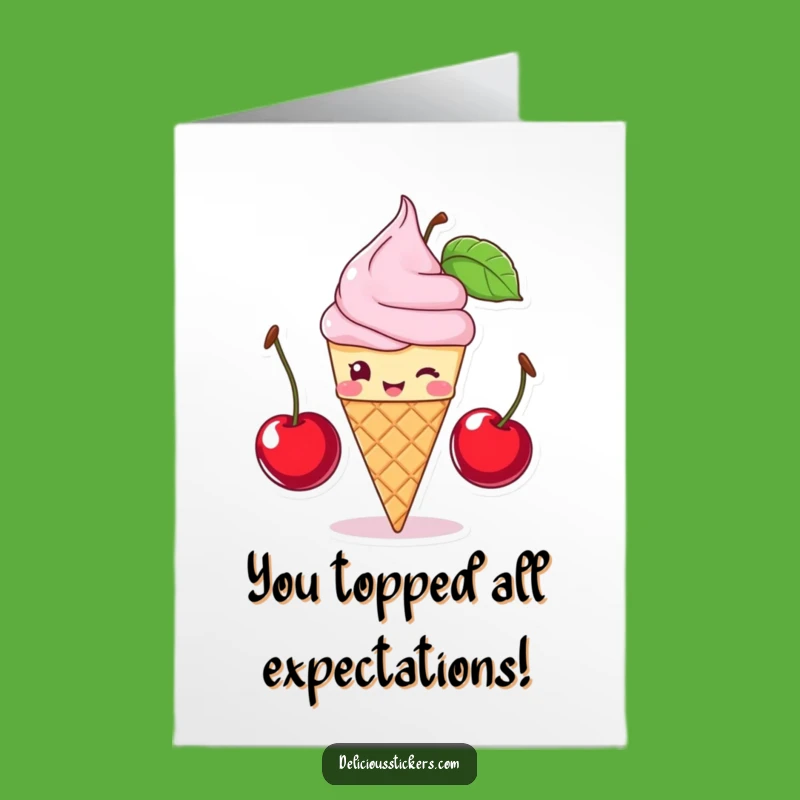 Free Printable Congrats Card: Witty Ice Cream Cone, Sweet Success, Downloadable Art.