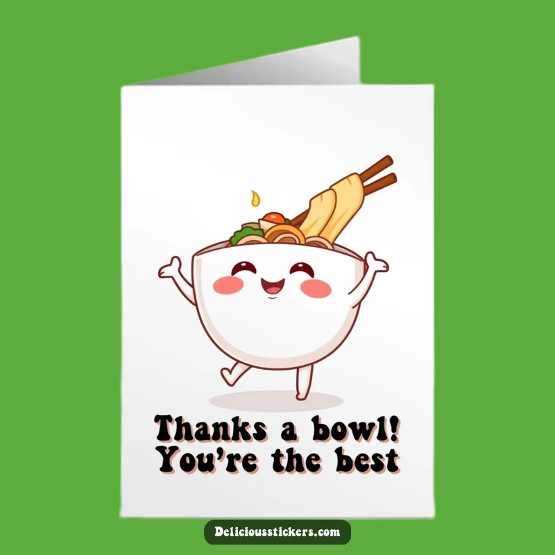 Free Printable Ramen Thank You Card: Dancing Noodle Bowl, Downloadable DIY Gift