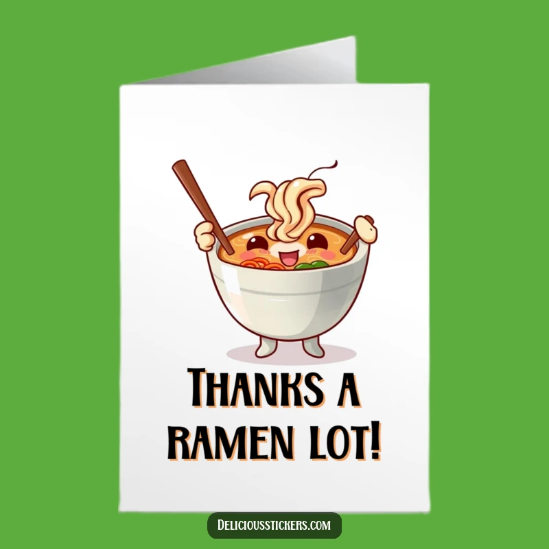 Free Printable Ramen Thank You Card: Funny Chopstick Waving Bowl Downloadable Gratitude