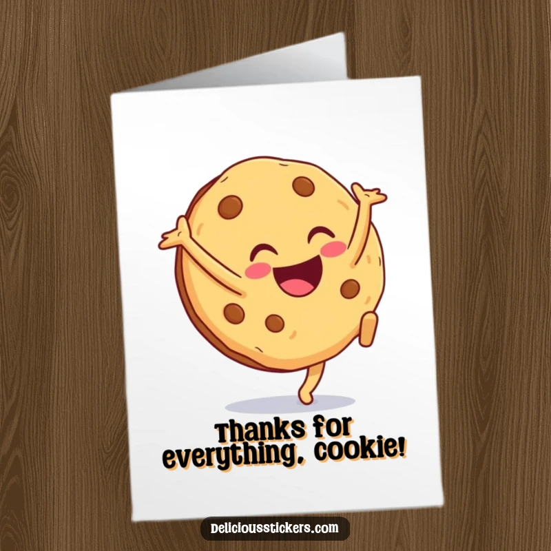 Funny Free Printable Thank You Card: A Smiling Cookie Doing a Cartwheel, Expressing Thanks Enthusiastically